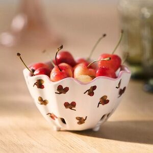 NWT Anthropologie Georgia Hand Painted Decaled Stonewear Berry Basket